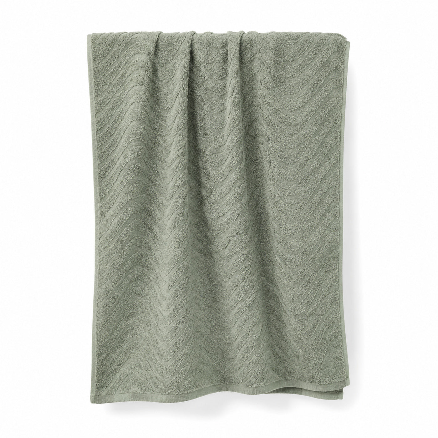 Sage green raised wave textured cotton terry bath towel 70x140 cm for wellness and spa buyers