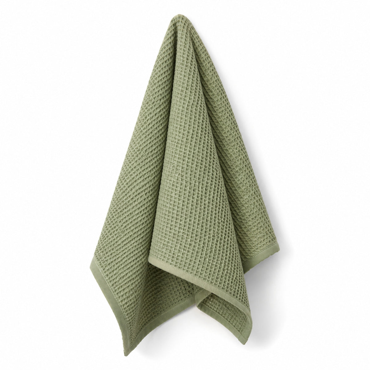 Sage green waffle weave cotton bath towel 70x140 cm for quick-dry spa and wellness linen