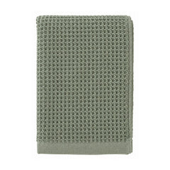 Sage waffle textured towel for calm modern bathroom and spa collections