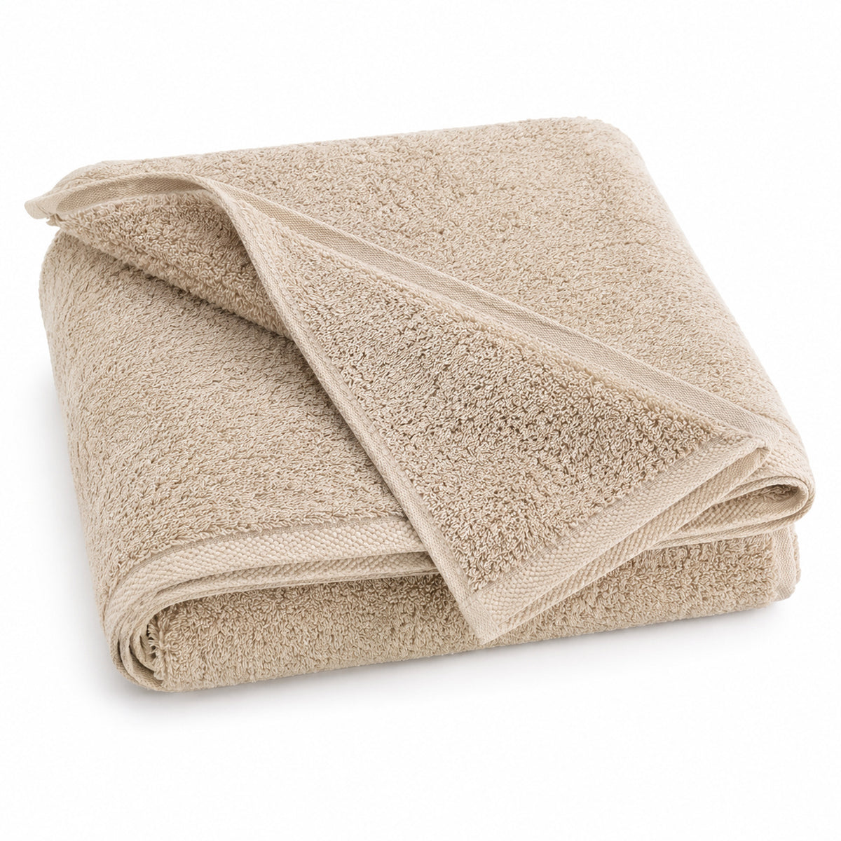 Sand beige dobby border cotton terry bath towel 70x140 cm