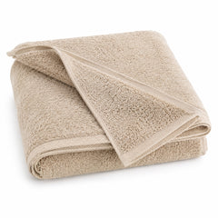 Sand beige dobby border cotton terry bath towel 70x140 cm