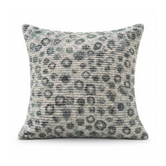 Primeval stone grey and charcoal cushion cover with scattered leopard-inspired animal spots