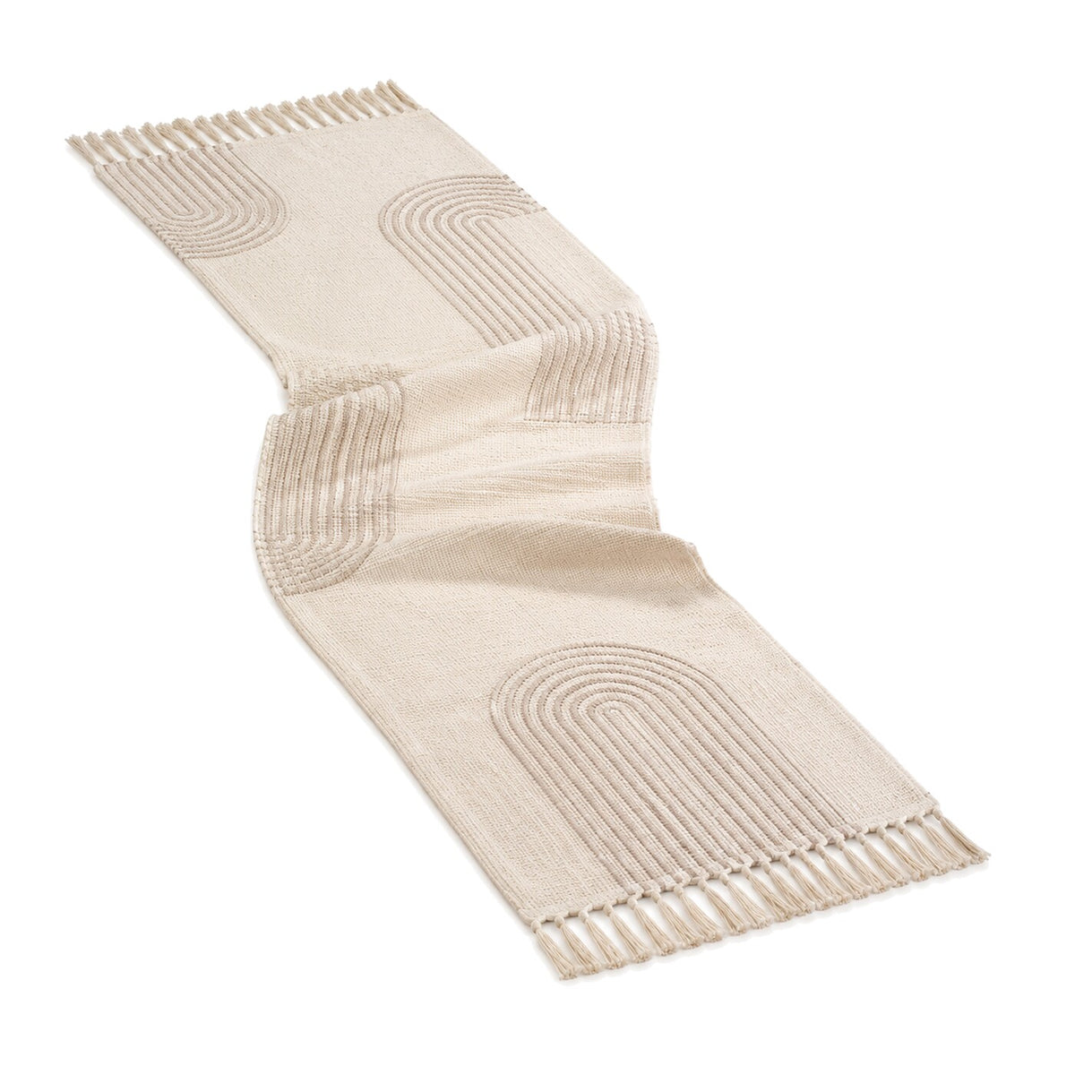 Cream Greige Woven Arches Table Runner | Primeval