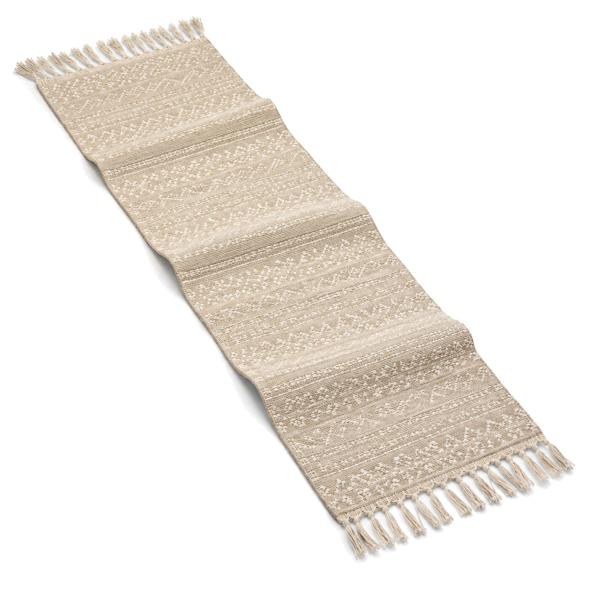 Beige Ivory Geometric Jacquard Table Runner | Primeval