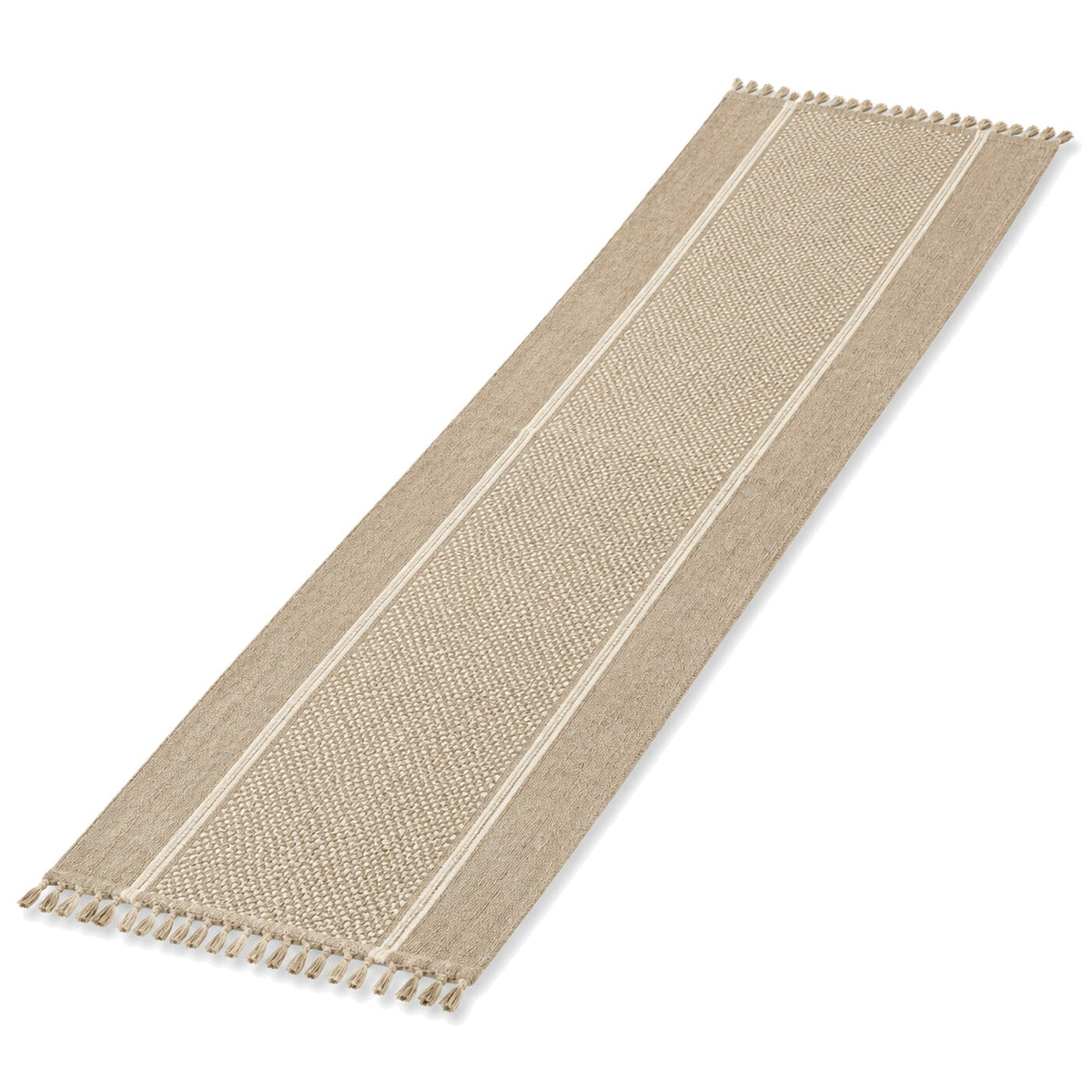 Taupe Cream Textured Stripe Table Runner | Primeval
