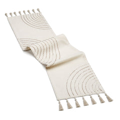 Warm White Taupe Concentric Line Table Runner | Primeval