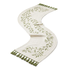 Cream Sage Leaf Vines Table Runner | Primeval
