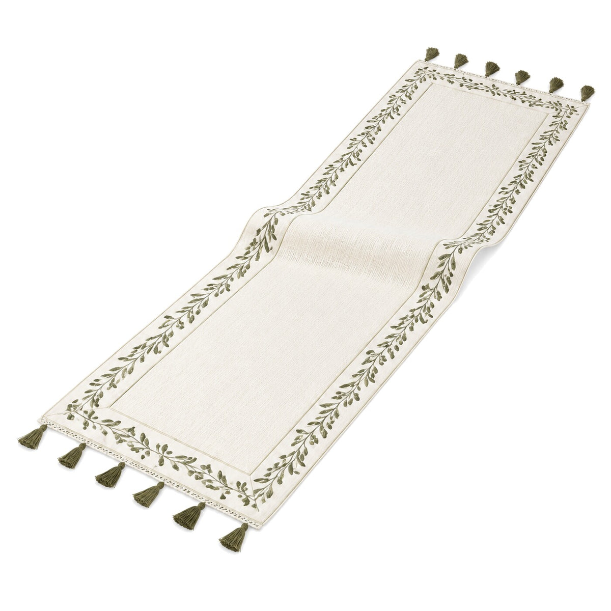 Cream Olive Botanical Border Table Runner | Primeval