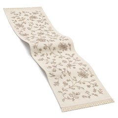 Ivory Taupe Floral Vine Table Runner | Primeval