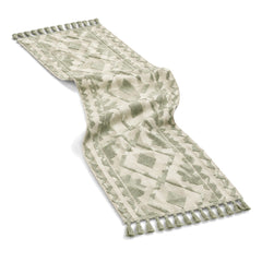 Natural Sage High Low Geometric Table Runner | Primeval