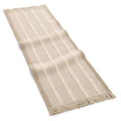 Oatmeal Cream Loop Stripes Table Runner | Primeval
