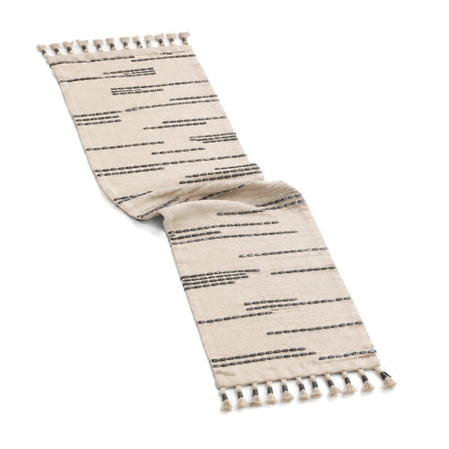 Beige Charcoal Broken Lines Table Runner | Primeval