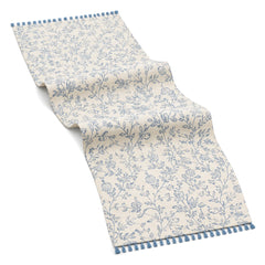 Cream Dusty Blue Vines Table Runner | Primeval