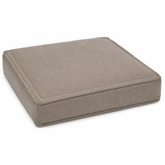 Taupe square floor cushion with double piped border on white background
