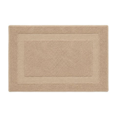 Taupe framed border textured bath mat in a warm neutral bathroom style - Primeval
