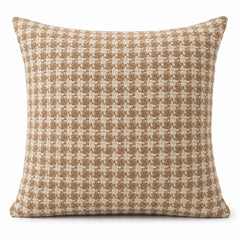 Taupe decorative cushion with classic houndstooth woven pattern