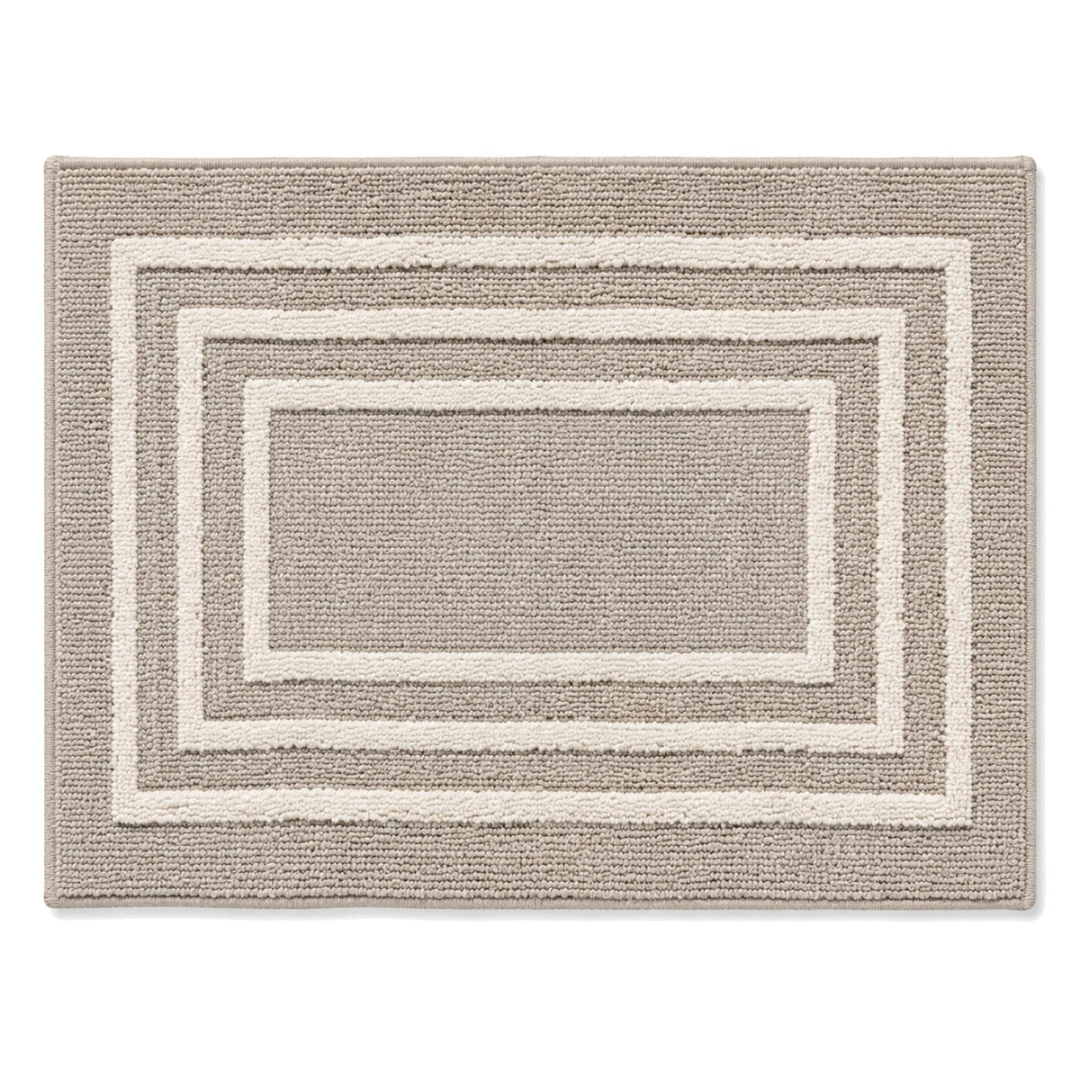 Taupe and ivory nested rectangle bath mat for modern bathroom decor - Primeval
