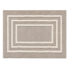 Taupe and ivory nested rectangle bath mat for modern bathroom decor - Primeval