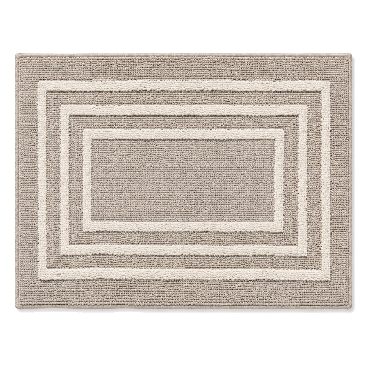 Taupe and ivory nested rectangle bath mat for modern bathroom decor - Primeval