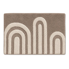 Taupe and ivory triple arch bath mat for contemporary bathroom decor - Primeval
