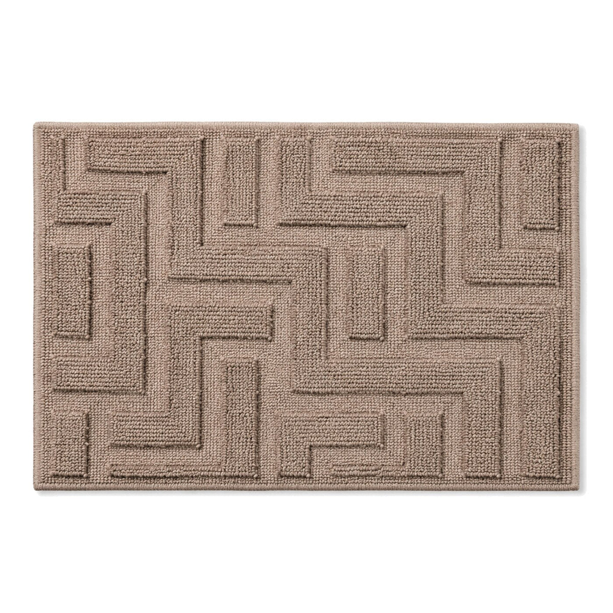 Taupe maze geometric bath mat for contemporary bathroom decor - Primeval
