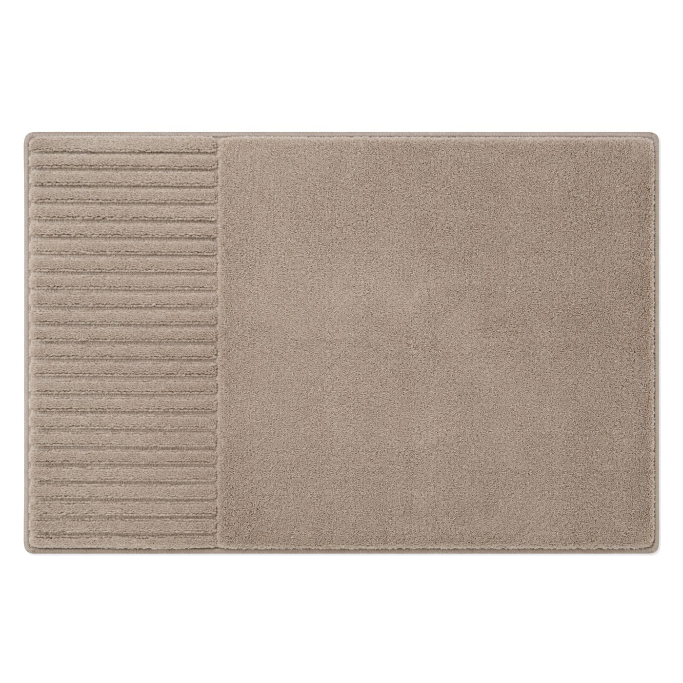 Taupe side ribbed panel bath mat for modern bathroom decor - Primeval