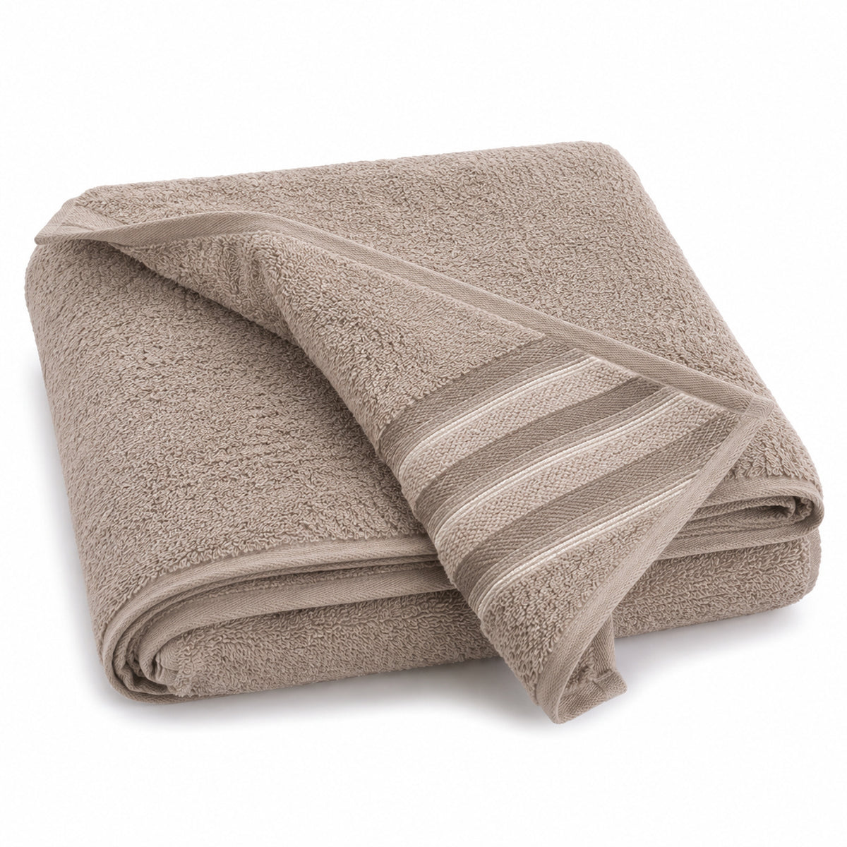 Taupe striped dobby cotton terry bath towel 70x140 cm
