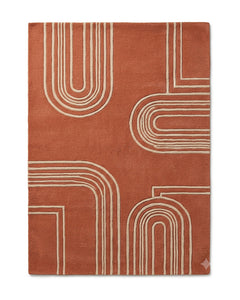 Terracotta and ivory arched geometric area rug by Primeval