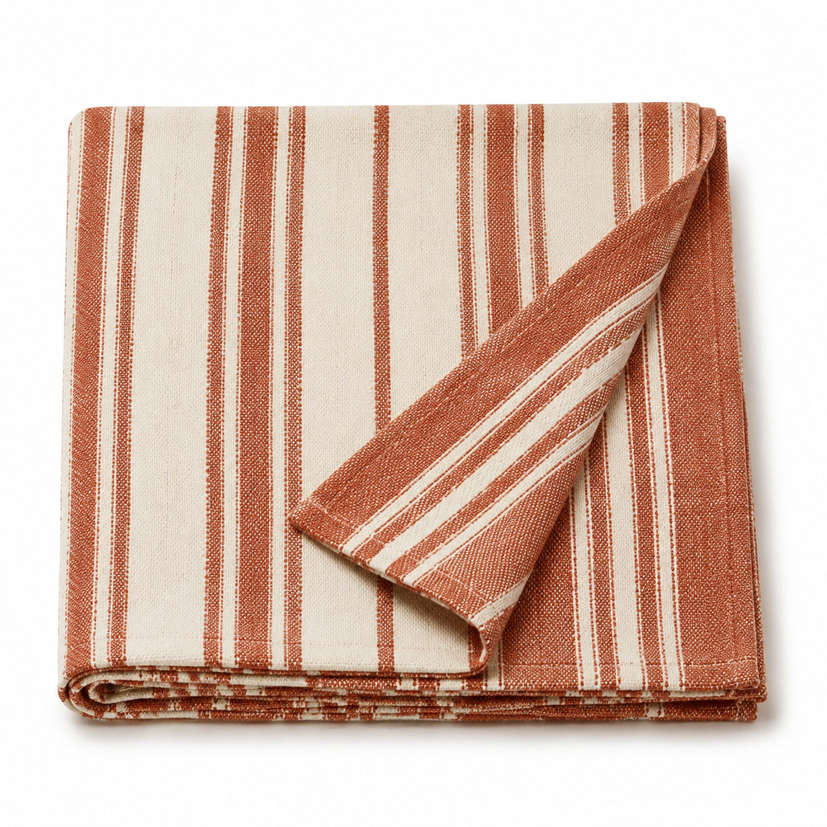 Terracotta and natural handloom striped cotton hammam towel 90x180 cm for Mediterranean resort collections