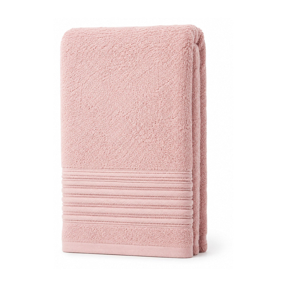 Blush pink ribbed towel for soft modern bathroom, spa and retail collections