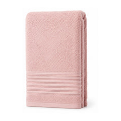 Blush pink ribbed towel for soft modern bathroom, spa and retail collections
