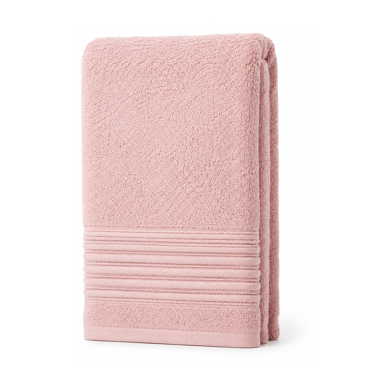 Blush pink ribbed towel for soft modern bathroom, spa and retail collections