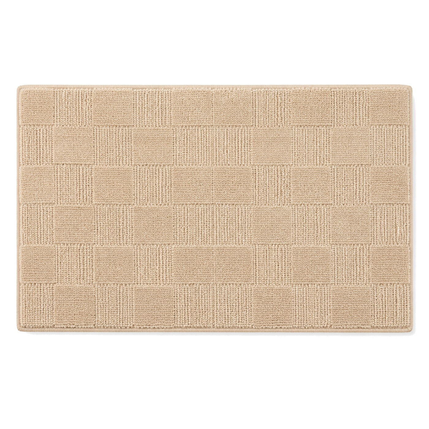 Warm beige geometric textured bath mat for modern neutral bathroom decor - Primeval