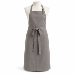 Primeval warm grey chef apron with adjustable neck strap displayed on a dress form