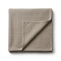 Warm taupe solid linen-look woven cotton throw with tailored border 130×170 cm by Primeval