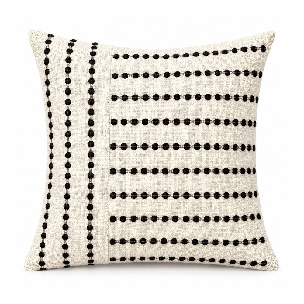 Black Dotted-Line Woven Cushion Cover – 45 × 45 cm