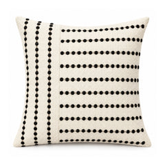 Black Dotted-Line Woven Cushion cushion design – 45 × 45 cm. Catalogue-based visualization on white background.