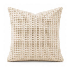 Natural ivory / oatmeal natural ivory waffle knit cushion cover – 45 × 45 cm showing all-over small-scale waffle-knit texture; 45 × 45 cm design visualization