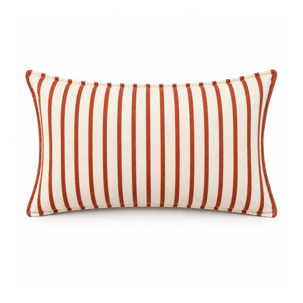 Rust Pinstripe Lumbar Cushion Cover – 35 × 50 cm