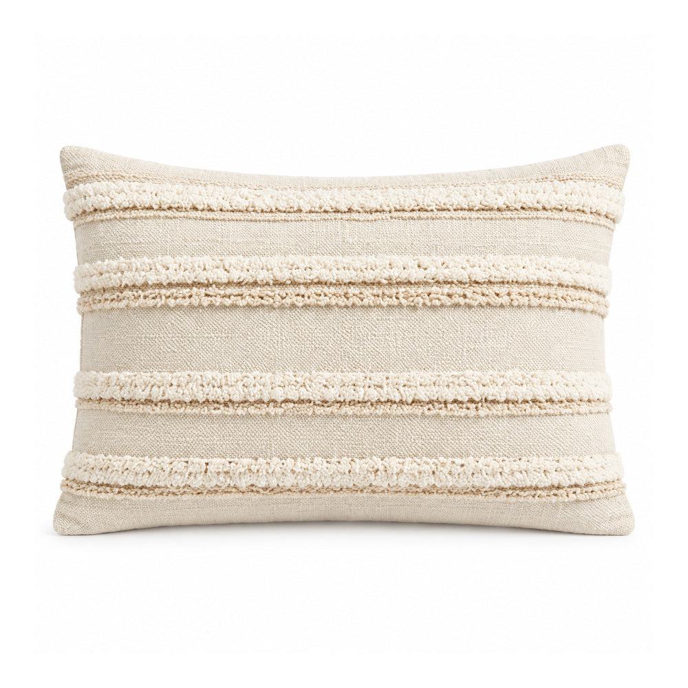 Ivory Textured Stripe Lumbar Cushion Cover – 35 × 50 cm