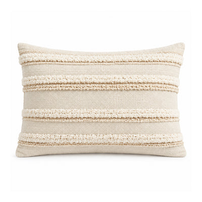 Ivory Textured Stripe Lumbar Cushion Cover – 35 × 50 cm