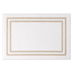 White and beige double border bath mat for minimalist bathroom decor - Primeval