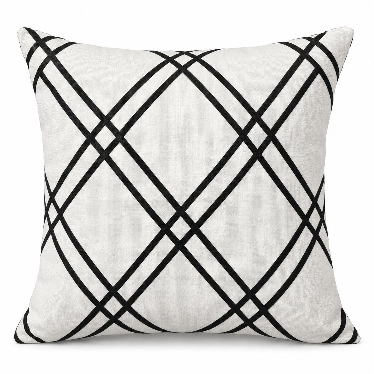 Black & White Geometric Diamond Lattice Cushion Cover – Modern Decorative Accent Pillow, 45 x 45 cm