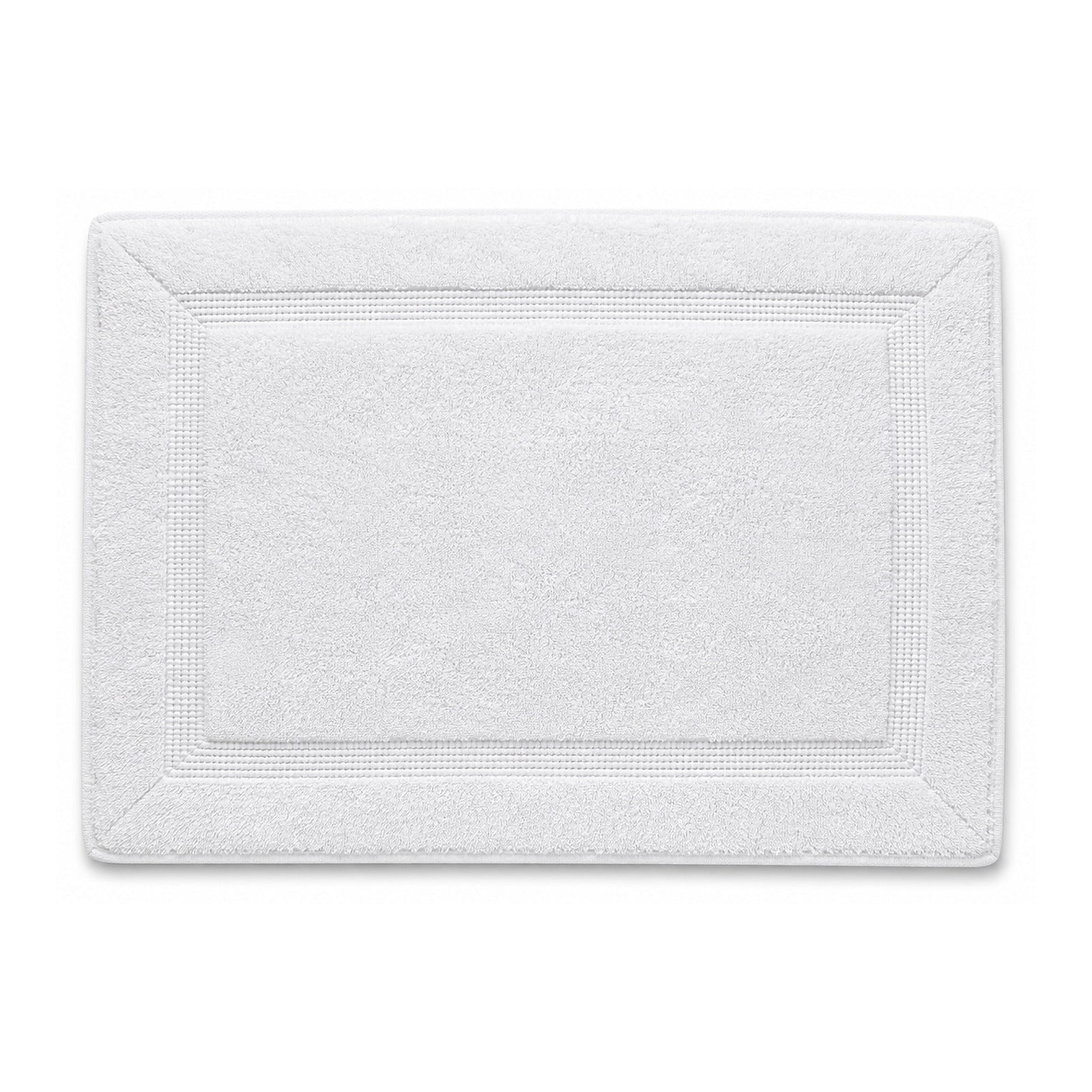 White framed spa bath mat with textured border on white background