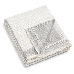 White and grey border woven cotton throw 130×170 cm by Primeval