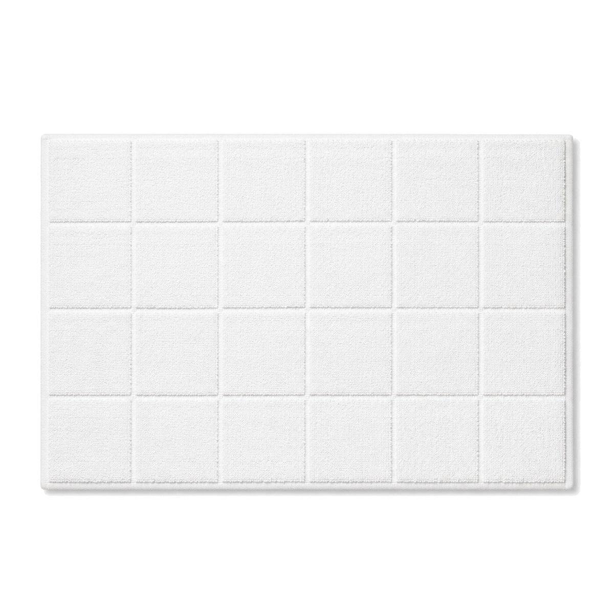 White square grid textured bath mat for minimalist bathroom decor - Primeval