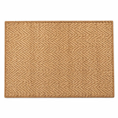 Rectangular herringbone woven jute placemat in natural tan with geometric texture by Primeval