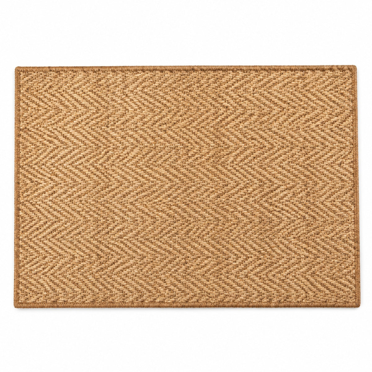 Rectangular herringbone woven jute placemat in natural tan with geometric texture by Primeval