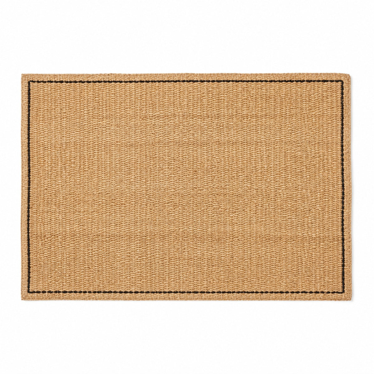 Rectangular natural woven placemat with fine dark contrast border, minimalist table mat by Primeval