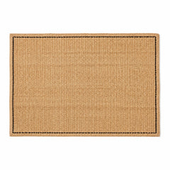 Rectangular natural woven placemat with fine dark contrast border, minimalist table mat by Primeval